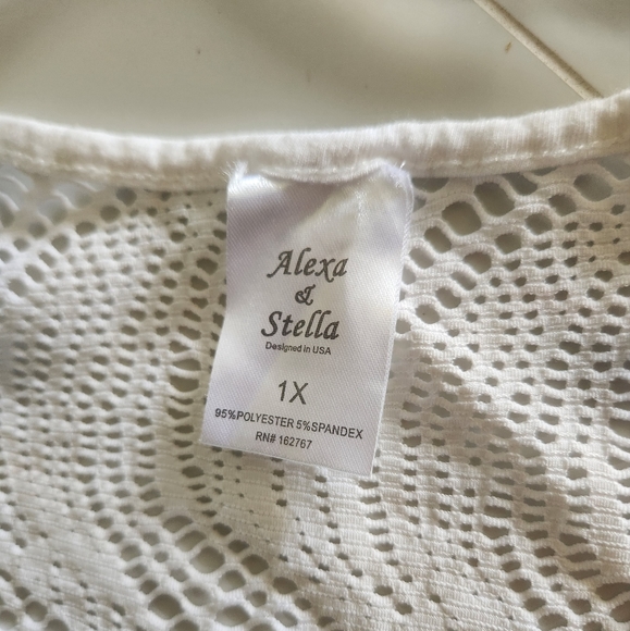 Alexa & Stella White Crocheted Size 1X Beach Cover-up Top - Picture 3 of 11